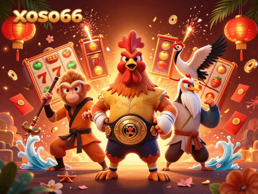 Engage with the excitement of xoso66 through a vibrant 3D illustration featuring dynamic casino elements.