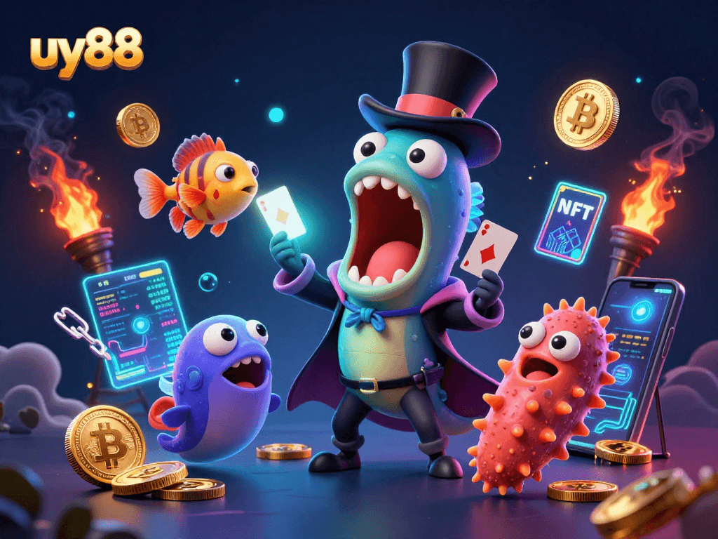 Experience thrilling gaming at uy88 with vibrant underwater card tricks in a captivating casino scene.