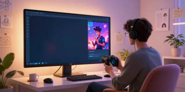 Engaging in NSFW AI chat with animated characters on a vibrant laptop.