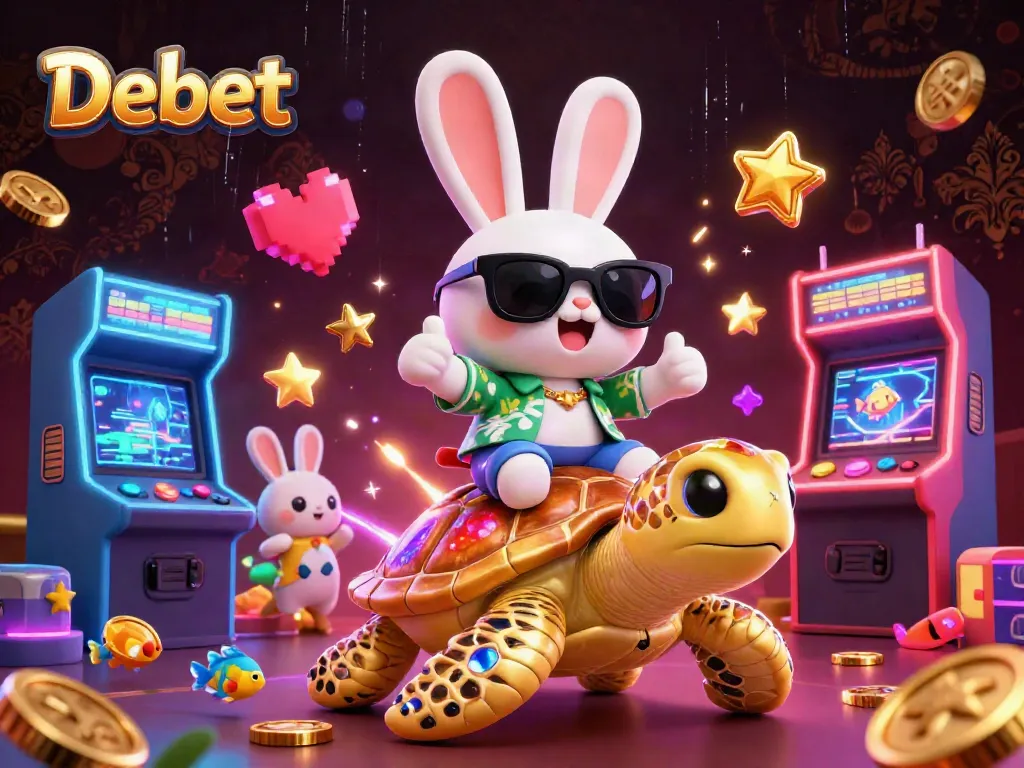 Experience exciting gameplay with Debet's cartoon-inspired casino scene filled with vibrant action.
