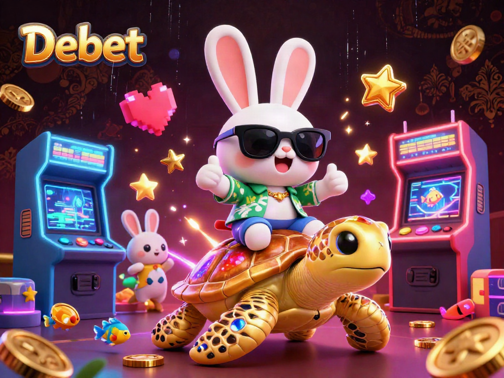 Experience exciting gameplay with Debet's cartoon-inspired casino scene filled with vibrant action.