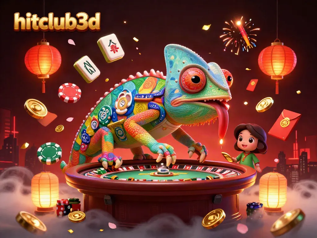 Engage with exciting games at hitclub3d, where the animated chameleon showcases thrilling casino adventures.