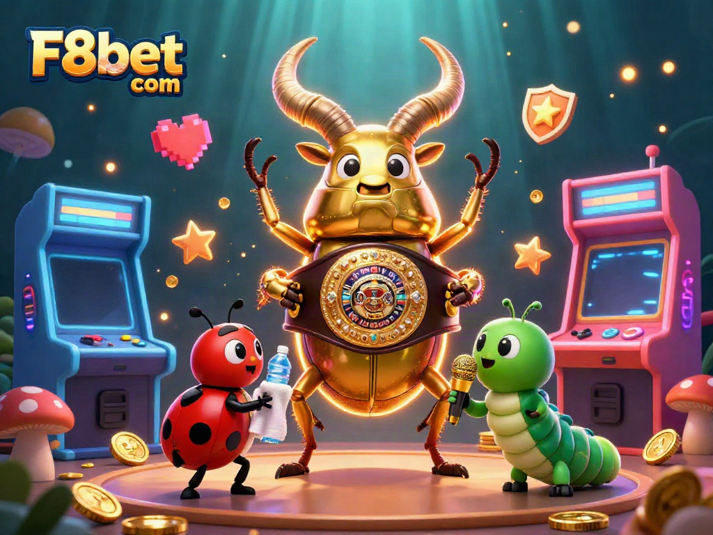 Engage with F8bet com's dynamic gaming atmosphere in a vibrant 3D casino illustration.