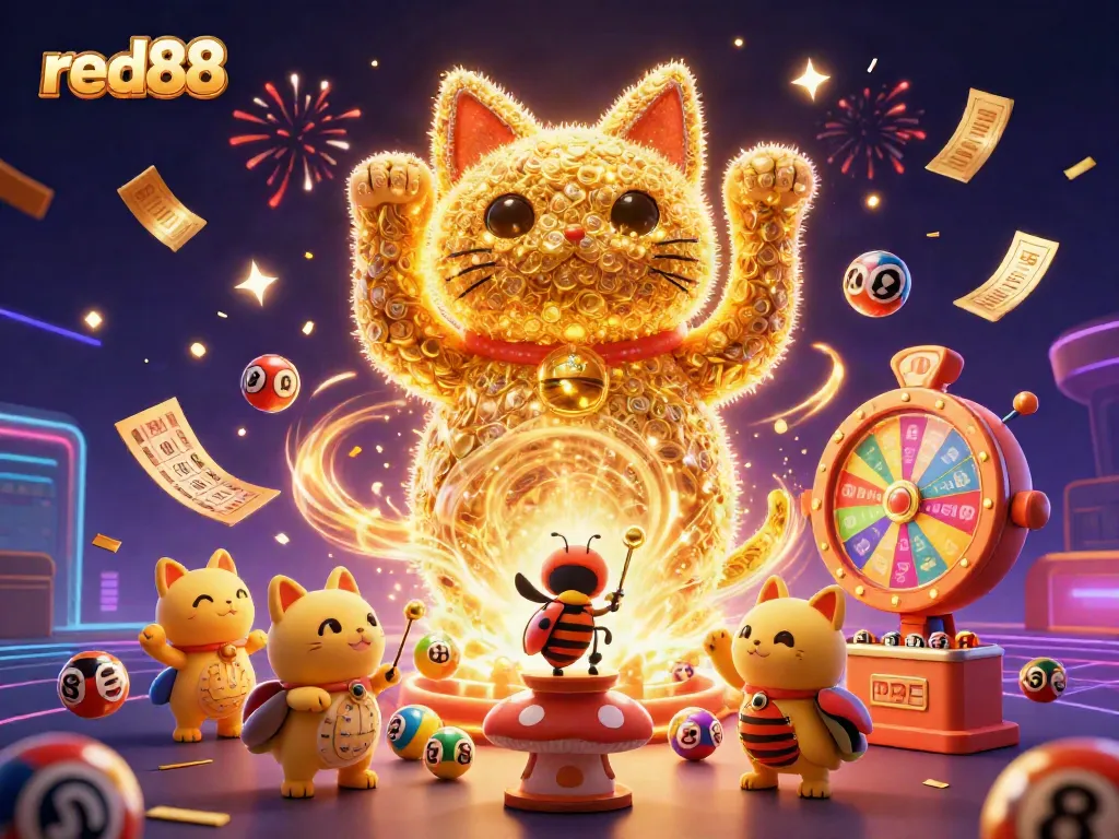 Engage with the exciting dynamics of red88 in a vibrant 3D casino scene filled with lively characters and elements.