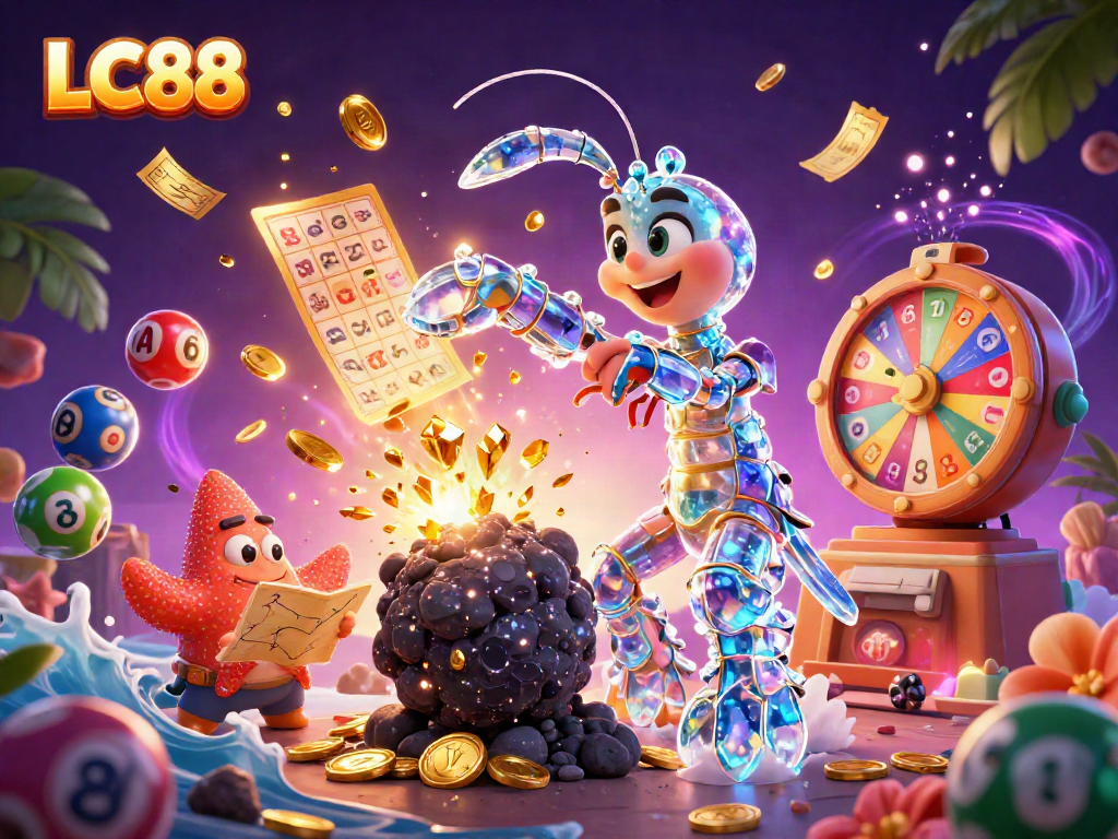 Experience thrilling gameplay with LC88 lottery dynamic elements and vibrant imagery.