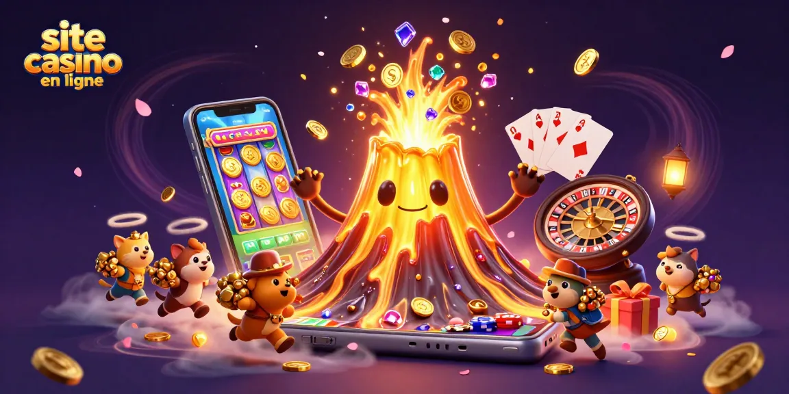 Profitez d'une expérience inédite sur le site casino en ligne avec un volcan doré et des trésors.
