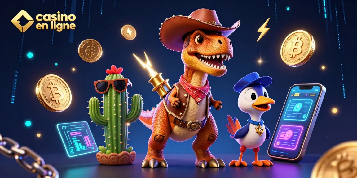 Plongez dans l'univers du casino en ligne avec dinosaure cowboy et crypto-monnaies à l'honneur.