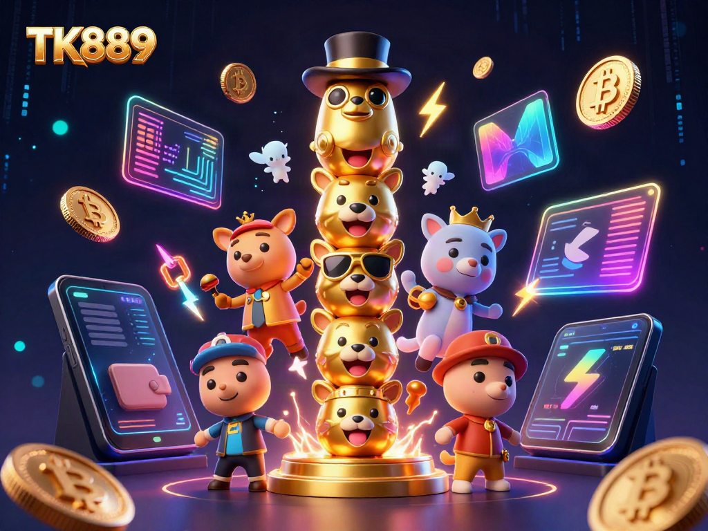 Engage in thrilling gameplay at TK889 with vibrant casino-themed elements in a dynamic 3D scene.