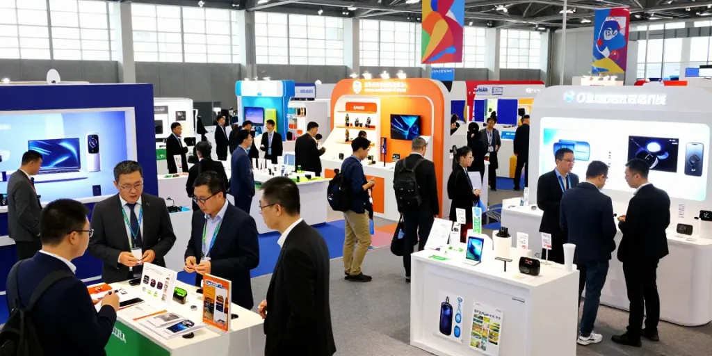 Exposants engaging at a vibrant business exhibition with interactive booths and networking activities.