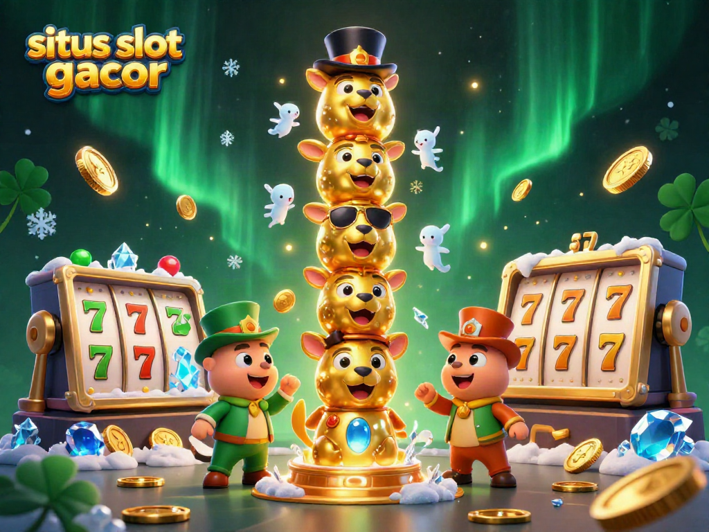 Engaging 3D scene featuring the theme of situs slot gacor with a golden totem and vibrant slot elements.