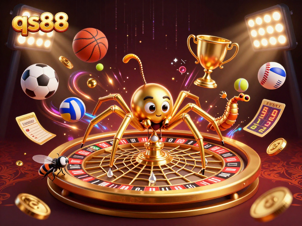 Engage in thrilling betting action at qs88, where a golden spider weaves luck into a roulette wheel.